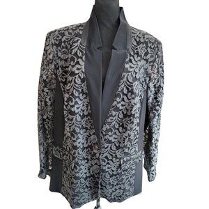 NWT Lane Bryant Womens Black Lace Overlay Blazer Plus Size 28 Evening Wear Party